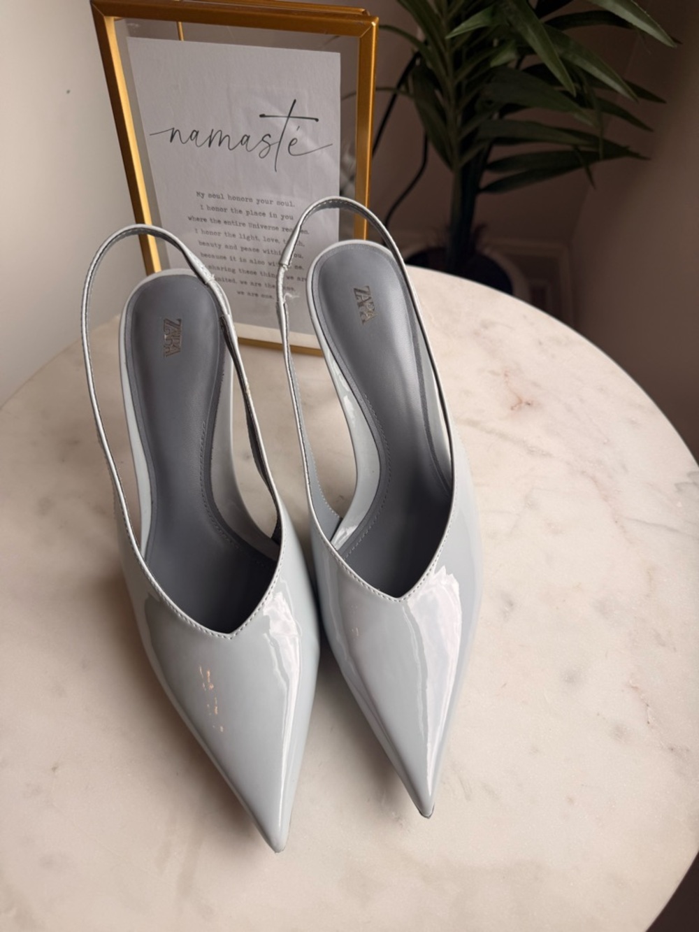 Zara Slingback Pointed Toe Stiletto Heels in Light Blue 7.5 - Picture 2 of 12
